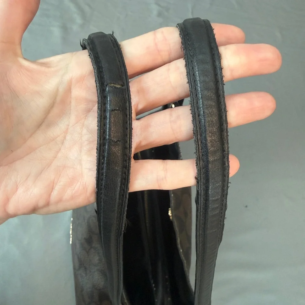 Coach Lexy Shoulder Bag Signature Coated Canvas Brown Black Monogram - Picture 11 of 12